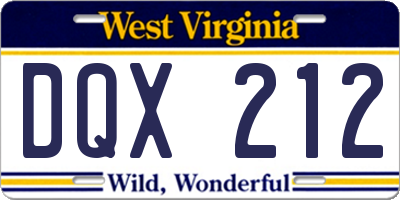 WV license plate DQX212