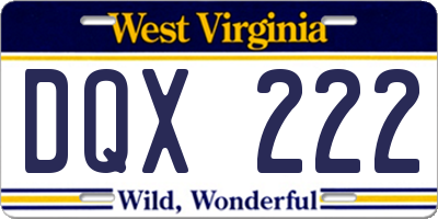 WV license plate DQX222
