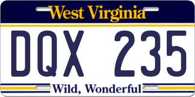 WV license plate DQX235