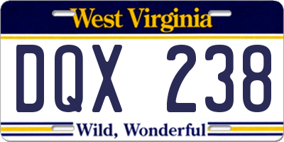 WV license plate DQX238