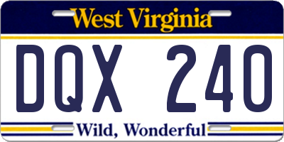WV license plate DQX240