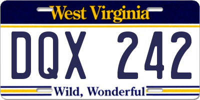 WV license plate DQX242