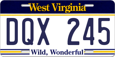 WV license plate DQX245