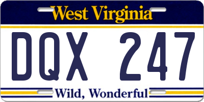 WV license plate DQX247