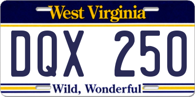 WV license plate DQX250