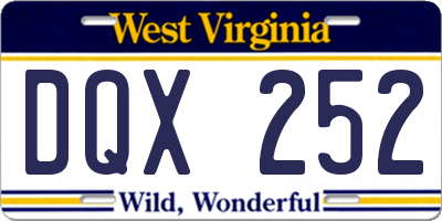 WV license plate DQX252