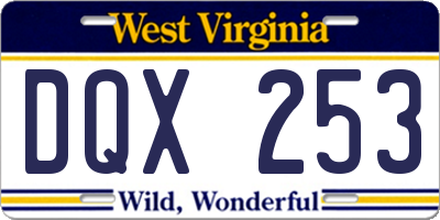 WV license plate DQX253