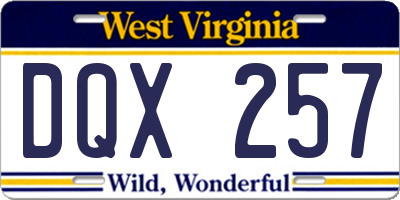 WV license plate DQX257