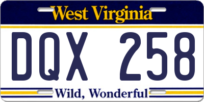 WV license plate DQX258