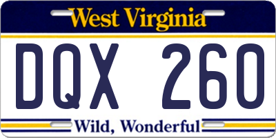 WV license plate DQX260