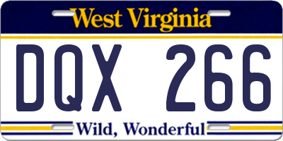 WV license plate DQX266