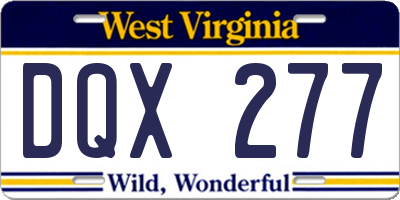 WV license plate DQX277