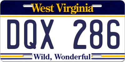 WV license plate DQX286