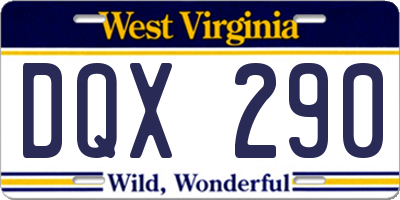 WV license plate DQX290