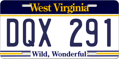 WV license plate DQX291