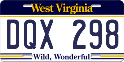 WV license plate DQX298
