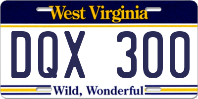 WV license plate DQX300