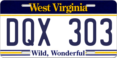 WV license plate DQX303