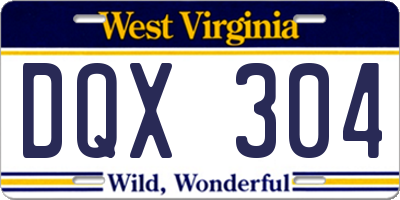 WV license plate DQX304