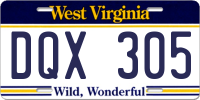 WV license plate DQX305