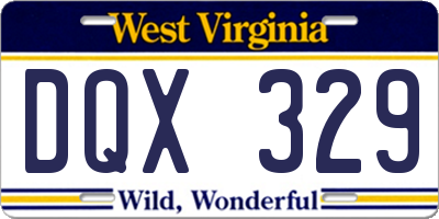 WV license plate DQX329