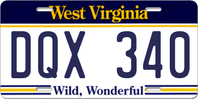 WV license plate DQX340