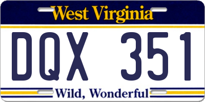 WV license plate DQX351