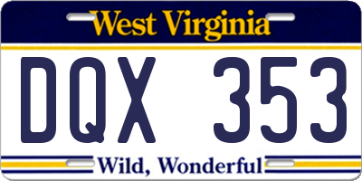 WV license plate DQX353