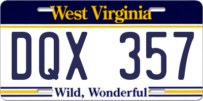WV license plate DQX357