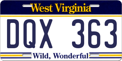 WV license plate DQX363