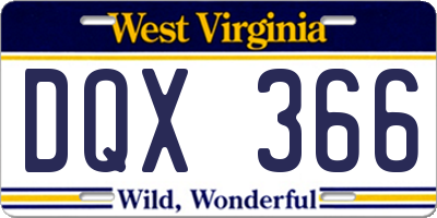 WV license plate DQX366