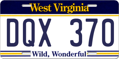 WV license plate DQX370