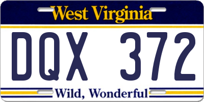 WV license plate DQX372