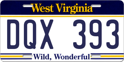 WV license plate DQX393