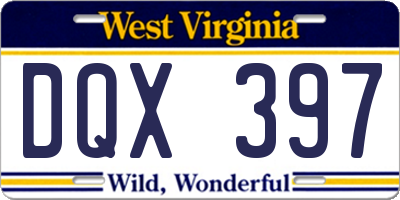 WV license plate DQX397