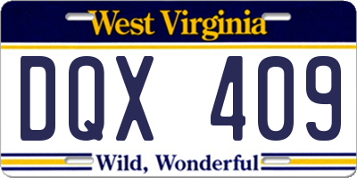WV license plate DQX409