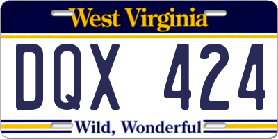 WV license plate DQX424