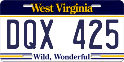 WV license plate DQX425