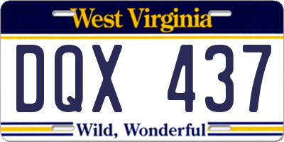 WV license plate DQX437