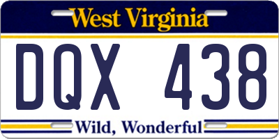 WV license plate DQX438