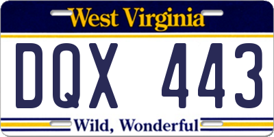 WV license plate DQX443