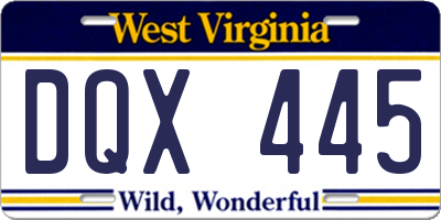 WV license plate DQX445