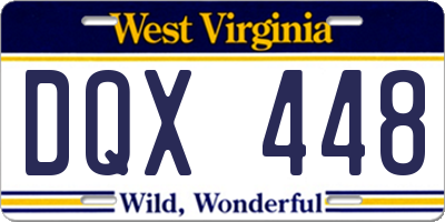 WV license plate DQX448