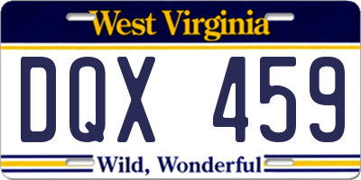 WV license plate DQX459