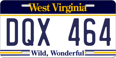 WV license plate DQX464