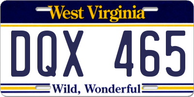 WV license plate DQX465