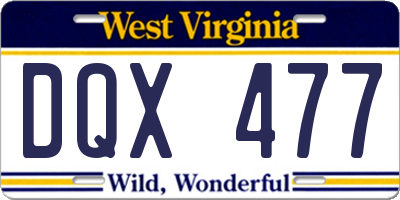 WV license plate DQX477
