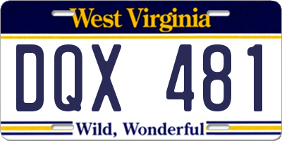 WV license plate DQX481