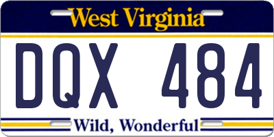 WV license plate DQX484