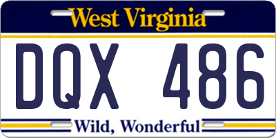 WV license plate DQX486